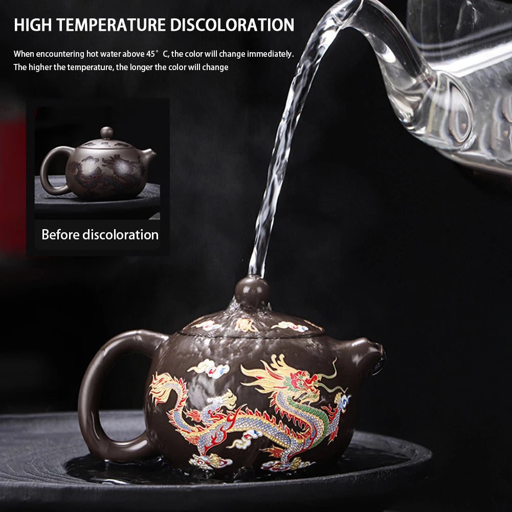 Color-Changing Purple Clay Teapot 3PC Set