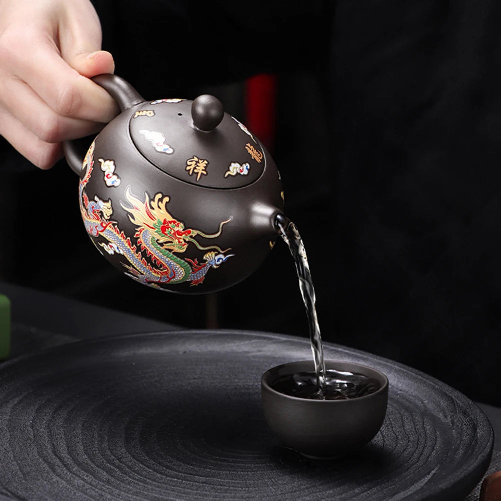 Color-Changing Purple Clay Teapot 3PC Set