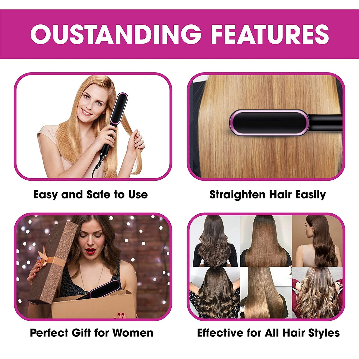 Ceramic Hair Straightener Brush
