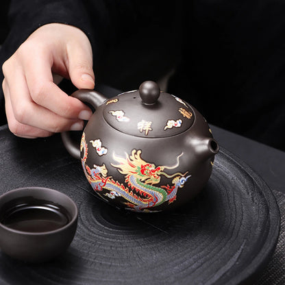 Color-Changing Purple Clay Teapot 3PC Set